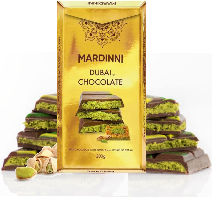 Czekolada Mleczna Dubajska z masą pistacjową MARDINNI 200g