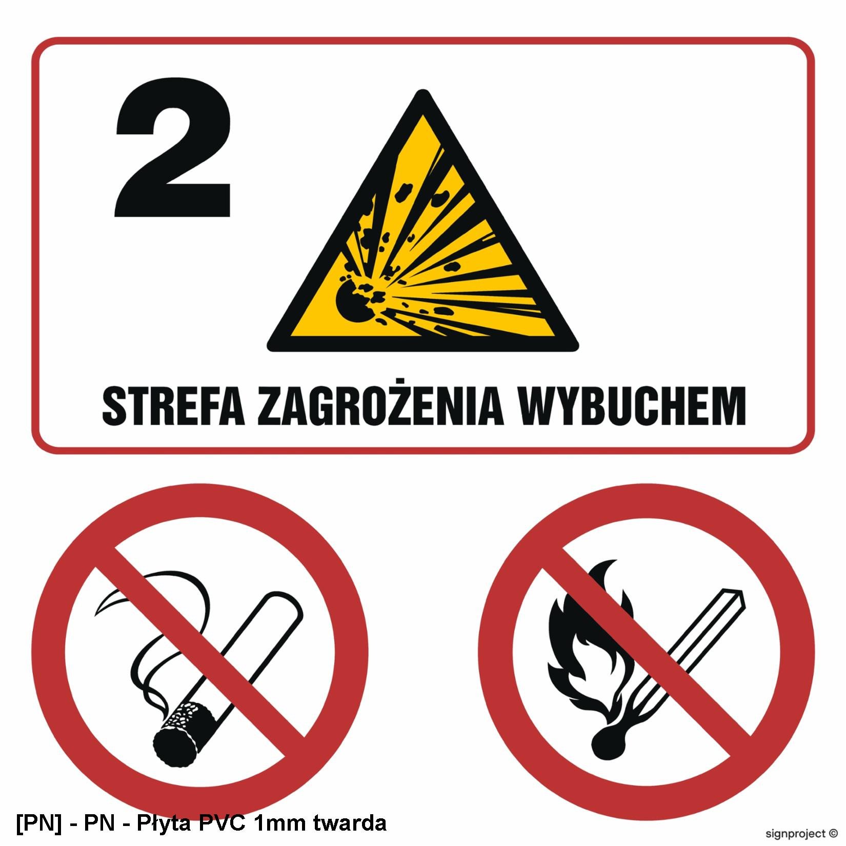 NB038 - Strefa zagrożenia wybuchem 2. Zakaz palenia. Zakaz używania otwartego ognia. 400x400