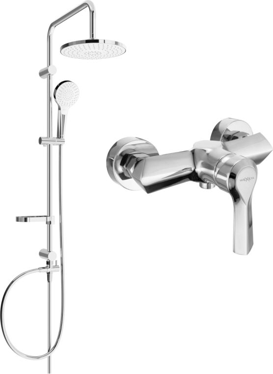 Zestaw prysznicowy Mexen Mexen Erik zestaw prysznicowy natynkowy z deszczownicą i baterią prysznicową Sabre, chrom - 72140205-00