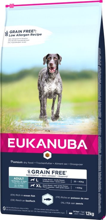 Eukanuba EUKANUBA PIES DOROSŁY D.RASA BEZ ZBÓŻ RYBA OC. 12kg