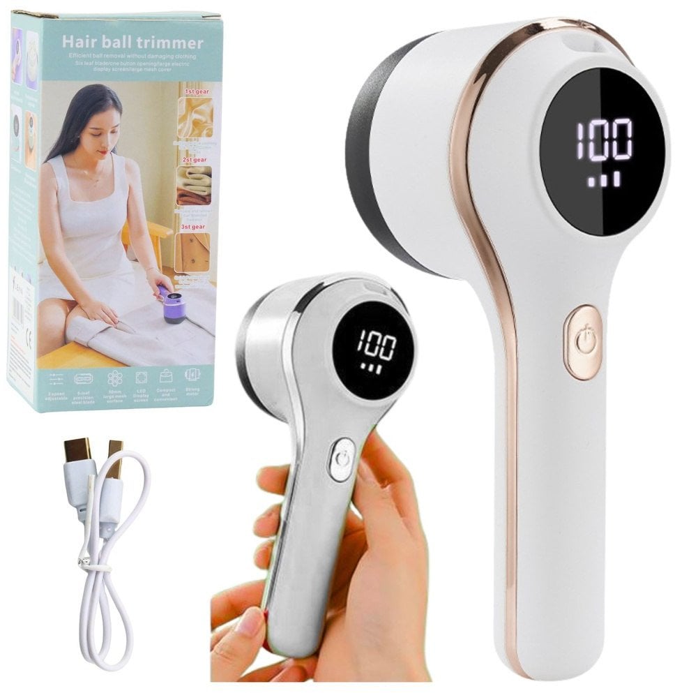 Elektryczna Golarka Do Tkanin Ubrań 3 Tryby Prędkości Biała