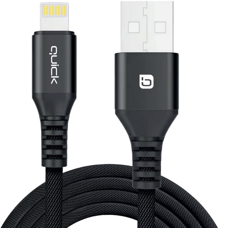 Kabel USB Quick USB-A - Lightning 1.5 m Czarny (4752168141243)