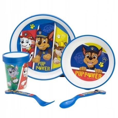 PAW GIRL 5-pc. non-slip: plate/bowl/tumbl./cutlery