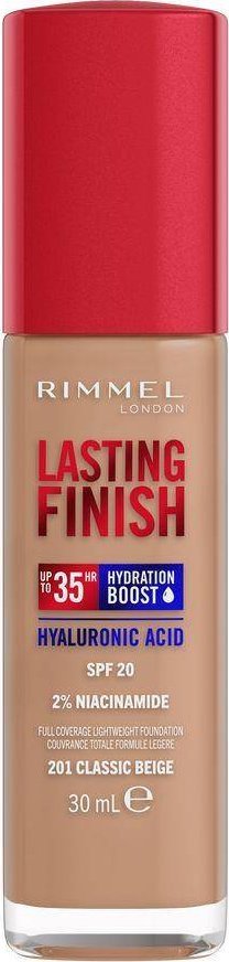 Rimmel Lasting Finish 35H silnie nawilżający i długotrwale kryjący podkład do twarzy z filtrem SPF20 201 Classic Beige 30ml