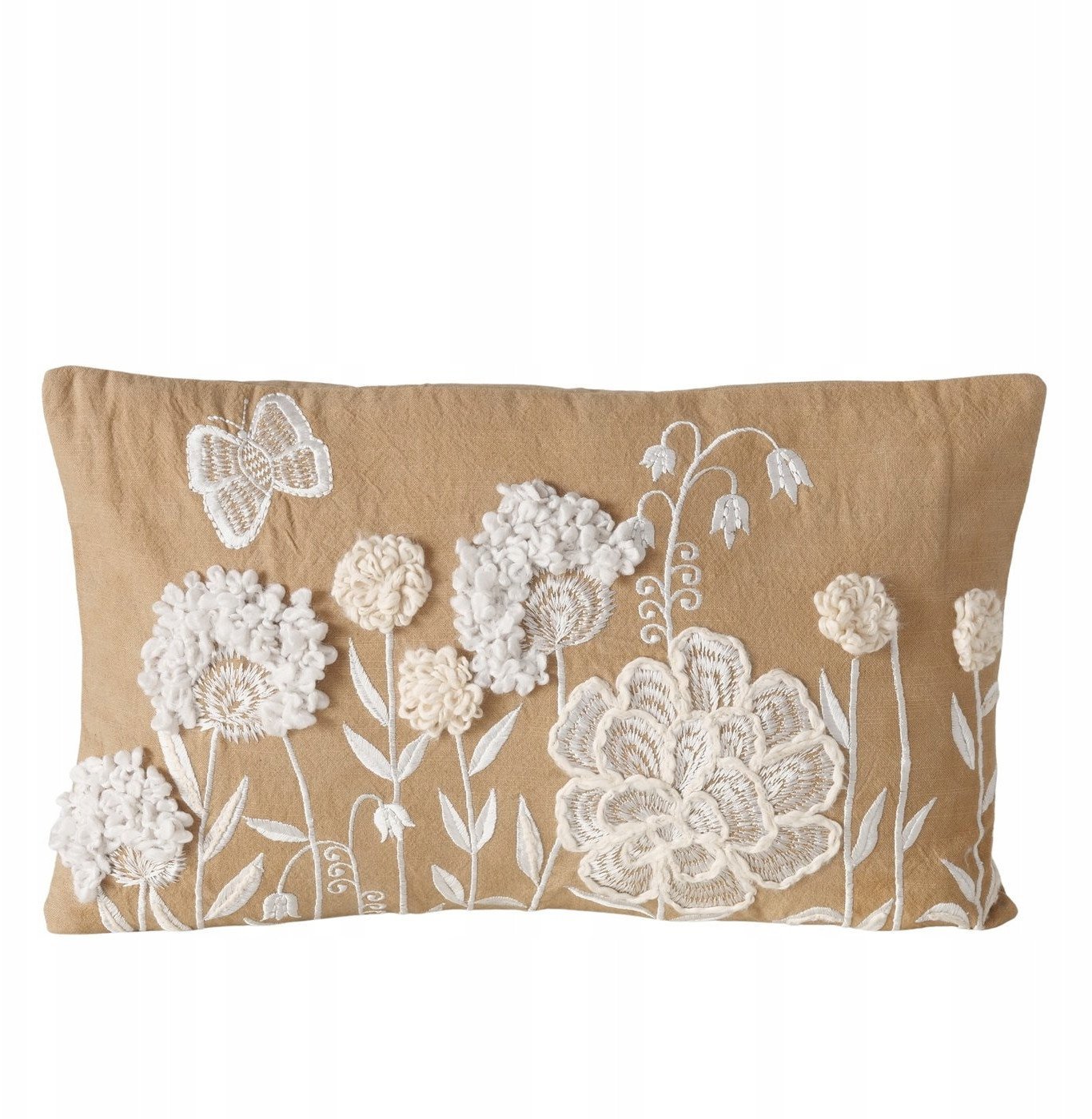 Poduszka dekoracyjna wyszywana MARIELLE w kwiatki, 49 x 29,3 cm