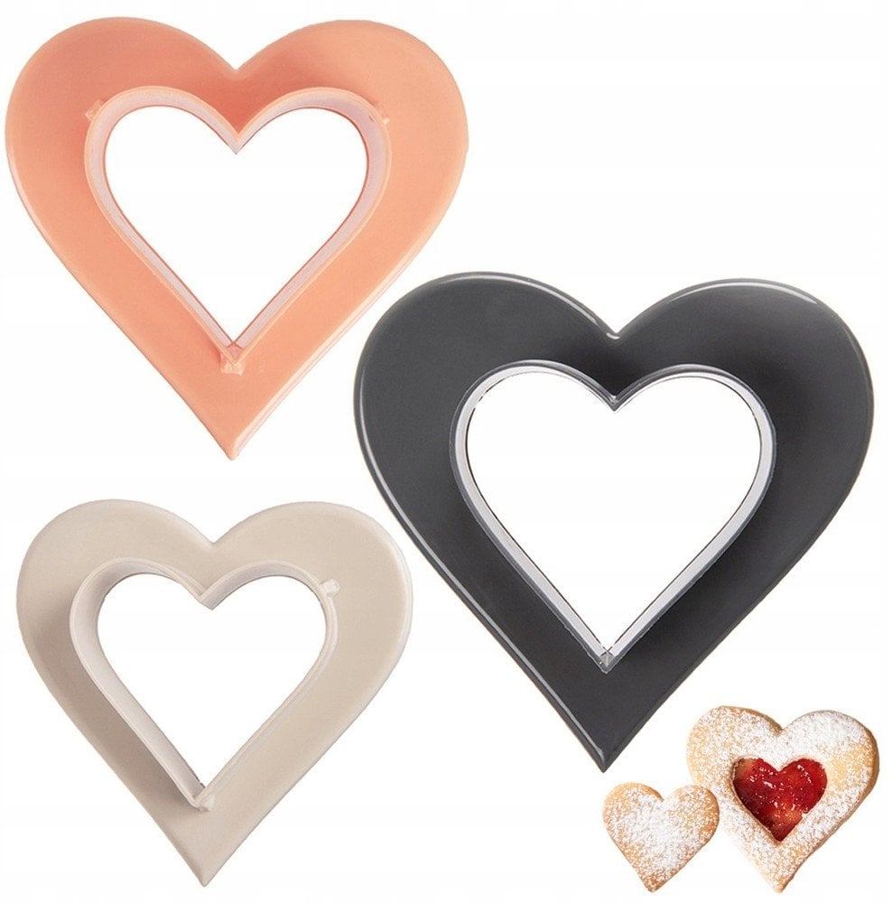 Wykrawacze do ciastek dwustronne serce 3 szt.
