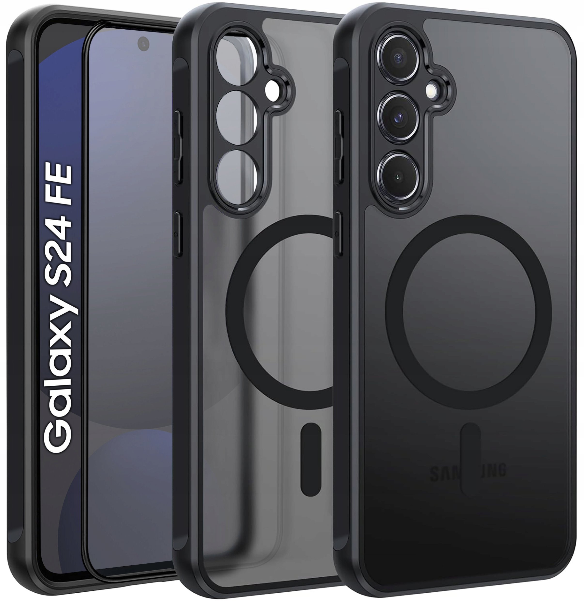 Etui do Samsung S24 FE do MagSafe MATT CASE WZMACNIANE 360 Szkło 5DPREMIUM