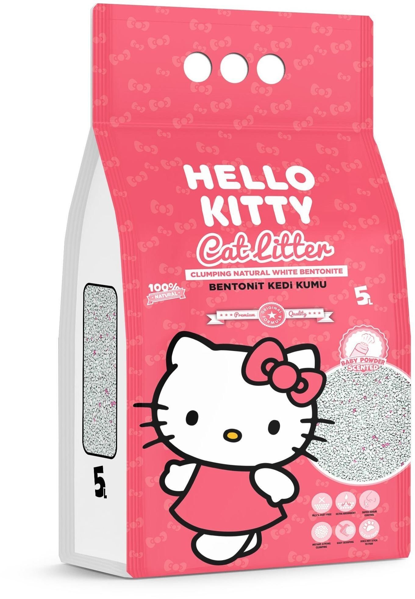 Żwirek dla kota HelloKitty Żwirek bentonitowy dla kota, baby powder 5L