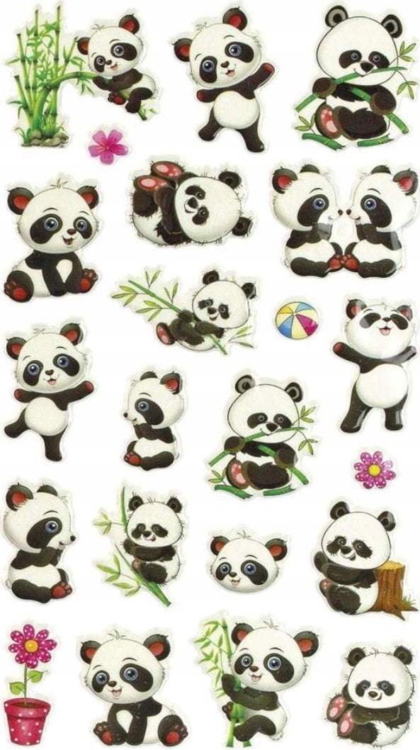 Titanum Naklejki wypukłe misie panda mix 22szt