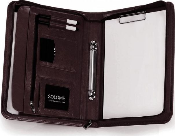 Solome SKÓRZANA AKTÓWKA TECZKA NA DOKUMENTY BIWUAR SOLOME A5 BRĄZOWA
