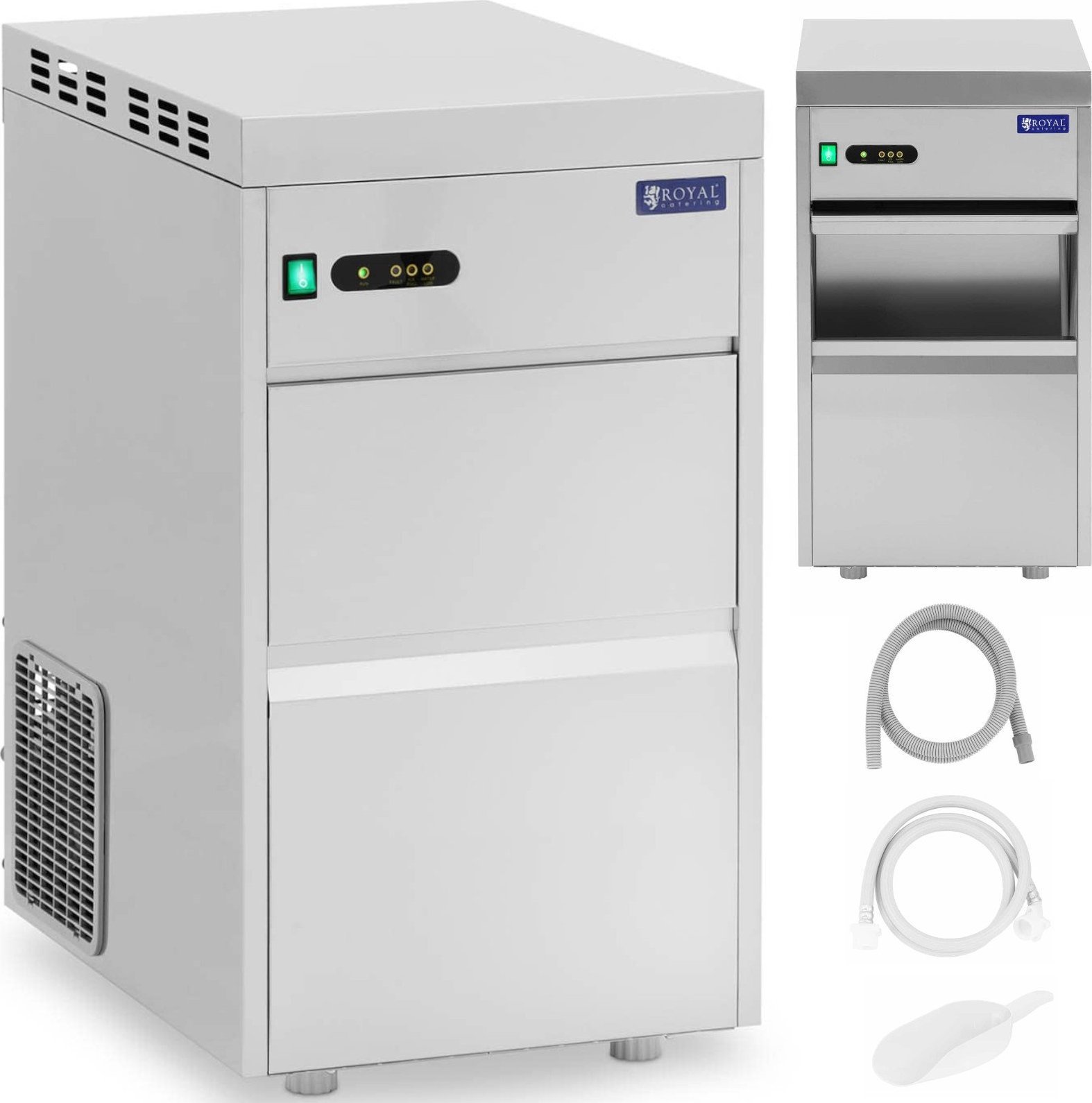 Kostkarka do lodu Royal Catering Profesjonalna łuskarka wytwornica do lodu 50 kg / dzień 240 W Profesjonalna łuskarka wytwornica do lodu 50 kg / dzień