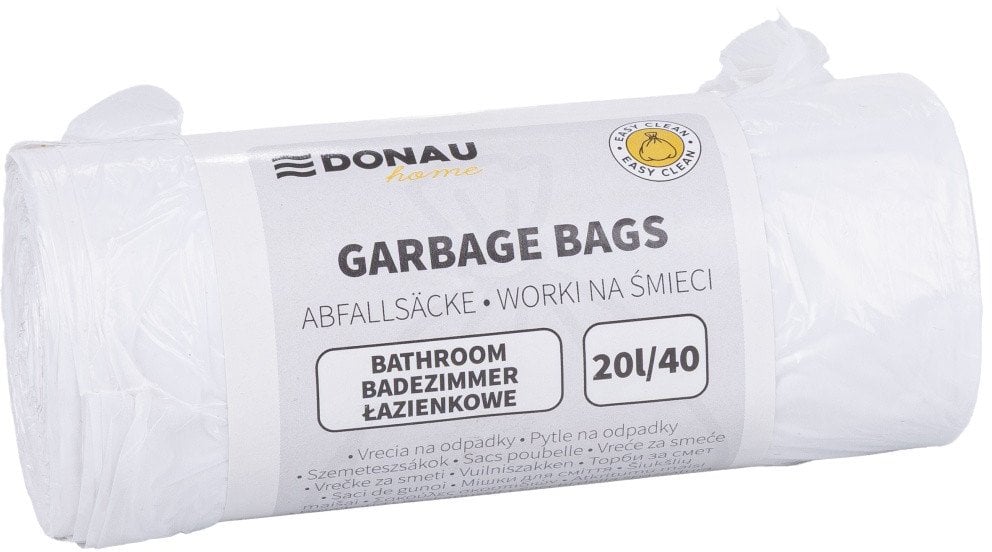 Worki na śmieci DONAU HOME, łazienkowe (HDPE), 20l, 40 szt., białe