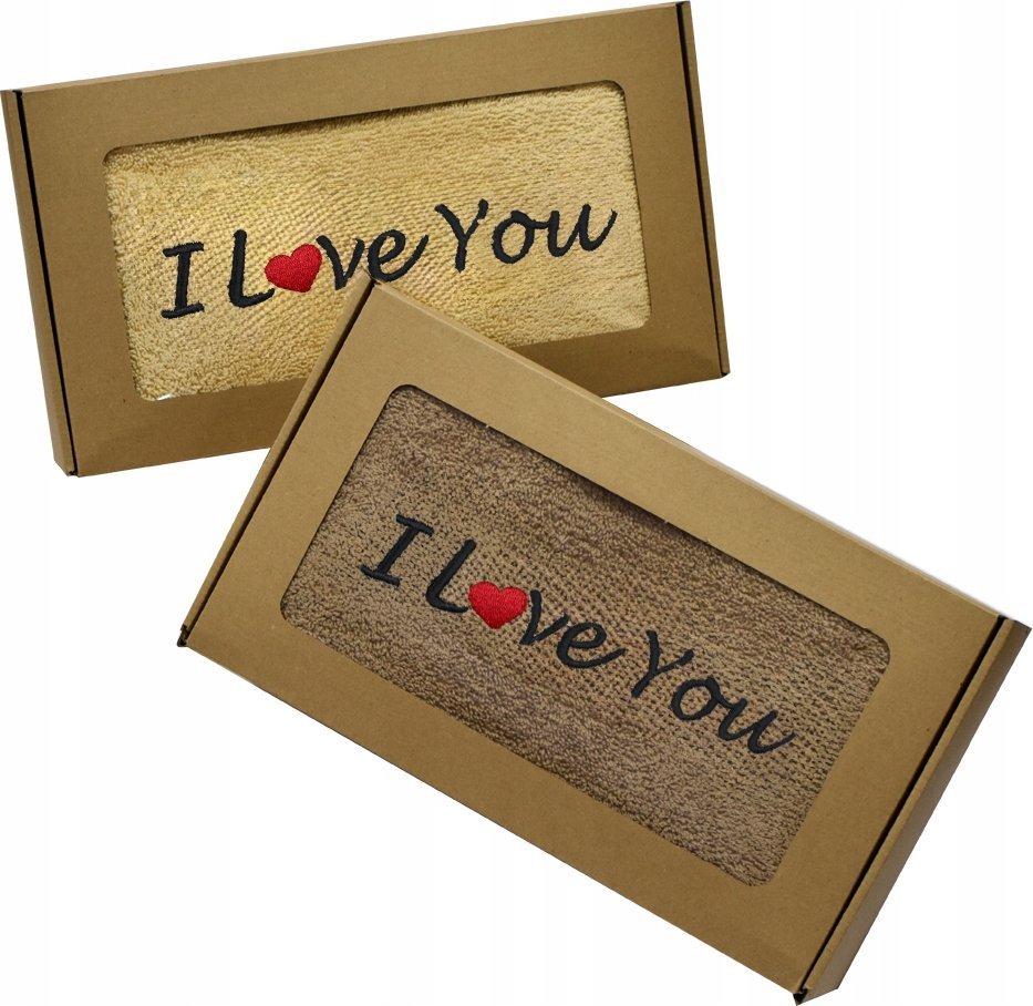 ZESTAW DWÓCH RĘCZNIKÓW Z HAFTEM NA PREZENT 140X70cm WALENTYNKI