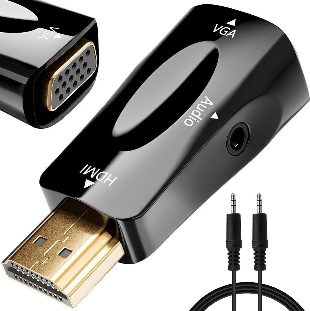 Adapter AV Verk Konwerter adapter z hdmi na vga d-sub audio dźwięk mini jack Konwerter adapter z hdmi na vga d-sub audio dźwięk mini jack