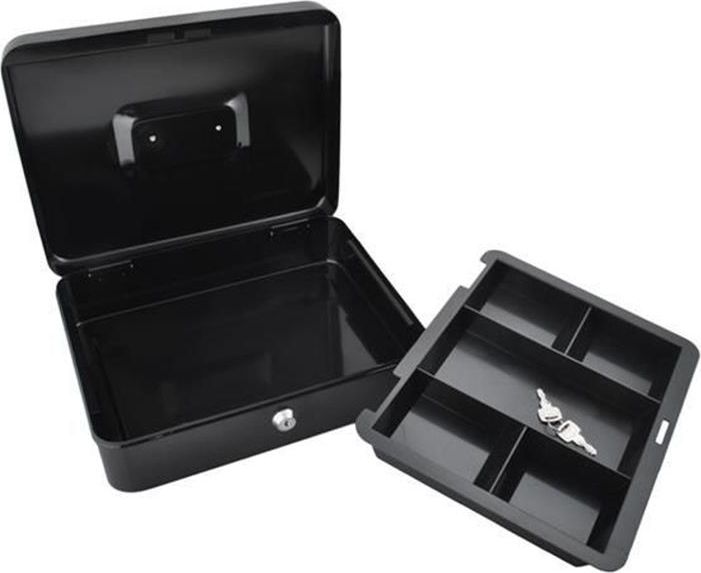 Iso Trade Kasetka sejf na pieniądze duża czarna metalowa na klucz uniwersalny