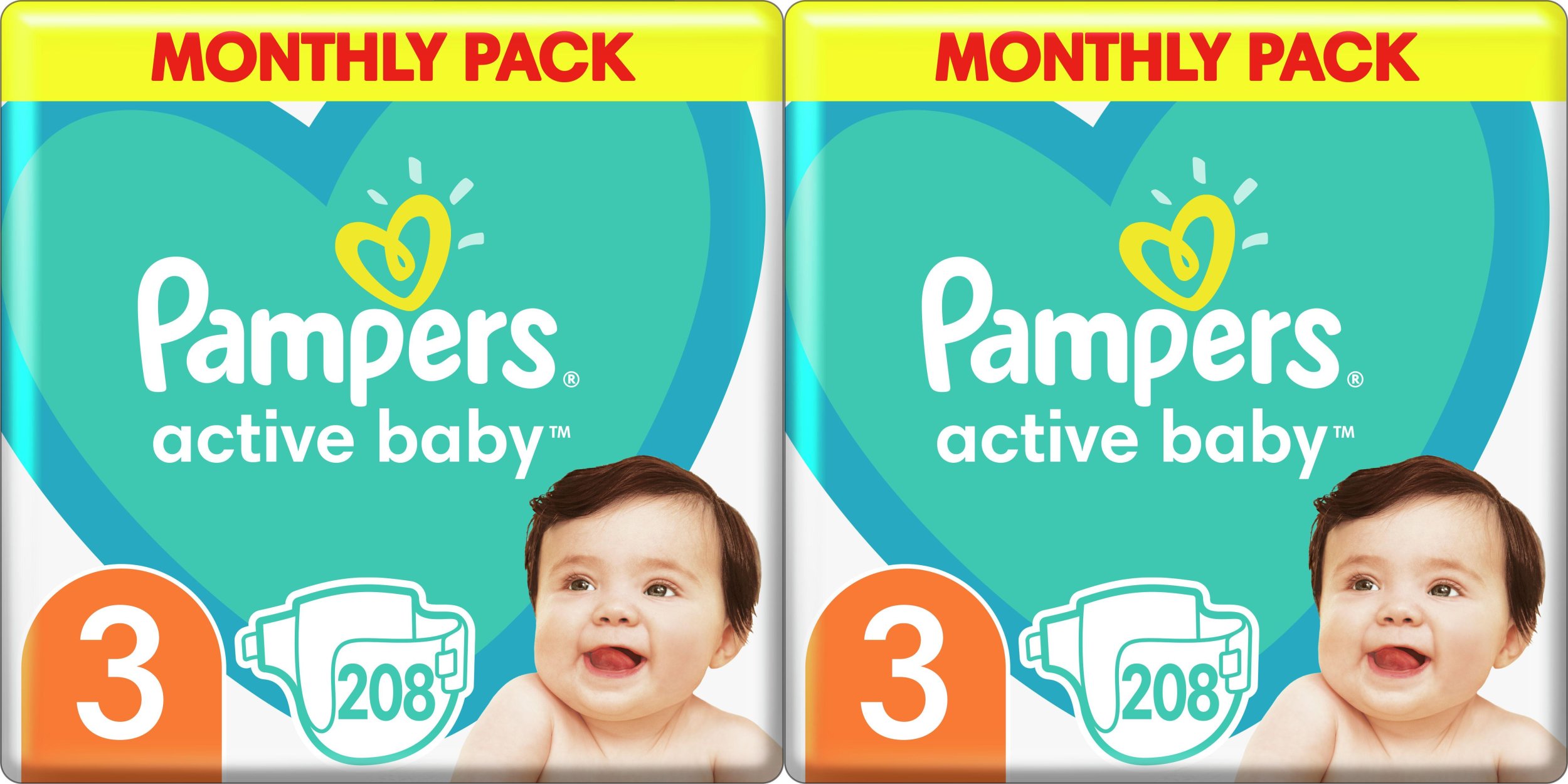 Pampers Pieluchy Active Baby 3, 6-10 kg, 208 szt. x2