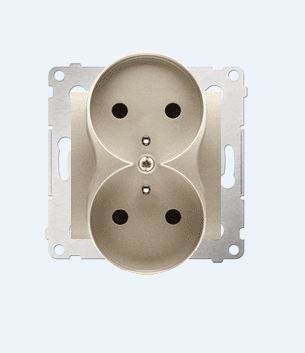 Kontakt-Simon Gniazdo SIMON54 podwójne z/u 16A IP20 z przesłoną złote - DGZ2MZ.01/44