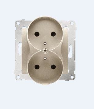 Kontakt-Simon Gniazdo SIMON54 podwójne z/u 16A IP20 z przesłoną złote - DGZ2MZ.01/44