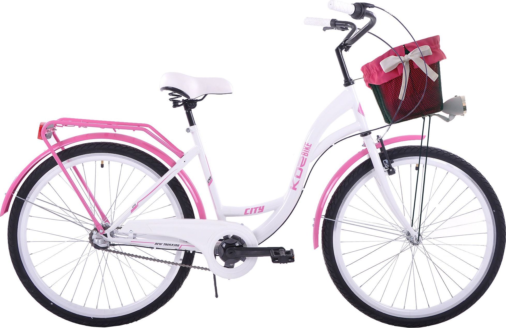 Kozbike Rower miejski 26" biało-różowy (26K19-S3)