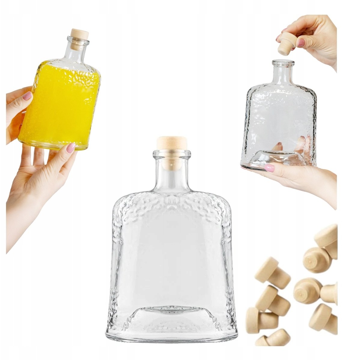 Szklana Butelka LODOWA 500ml Z Korkiem Nalewki Whisky Wino Likier Alkohol