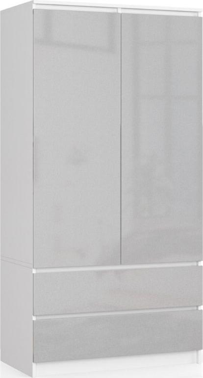 Fabryka Mebli Akord SZAFA S 90 cm 2 DRZWI 2 SZUFLADY BIAŁA / METALIK POŁYSK