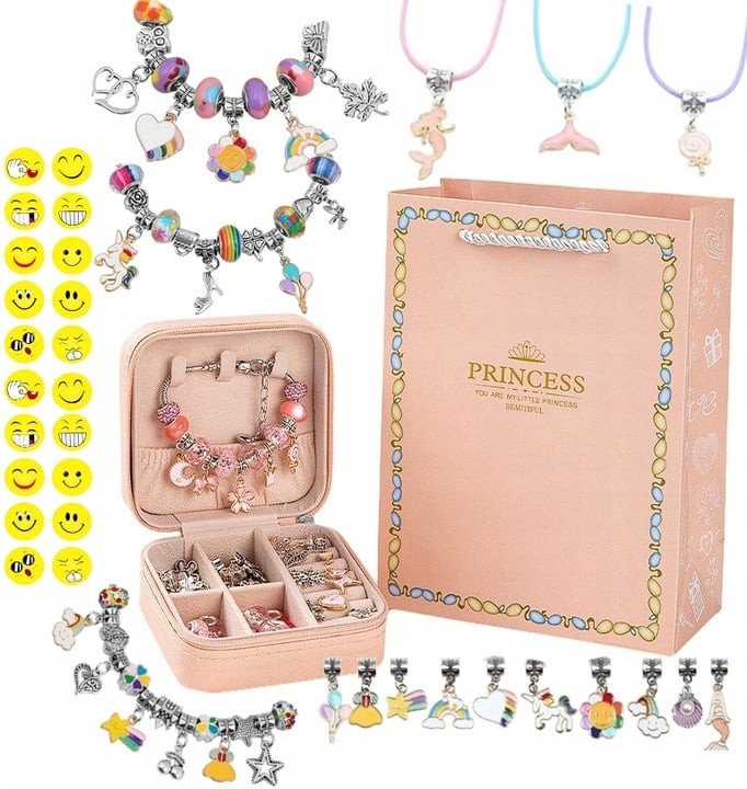 ZESTAW DO TWORZENIA ROBIENIA BIŻUTERII PREZENT DLA DZIEWCZYNKI +80 naklejek