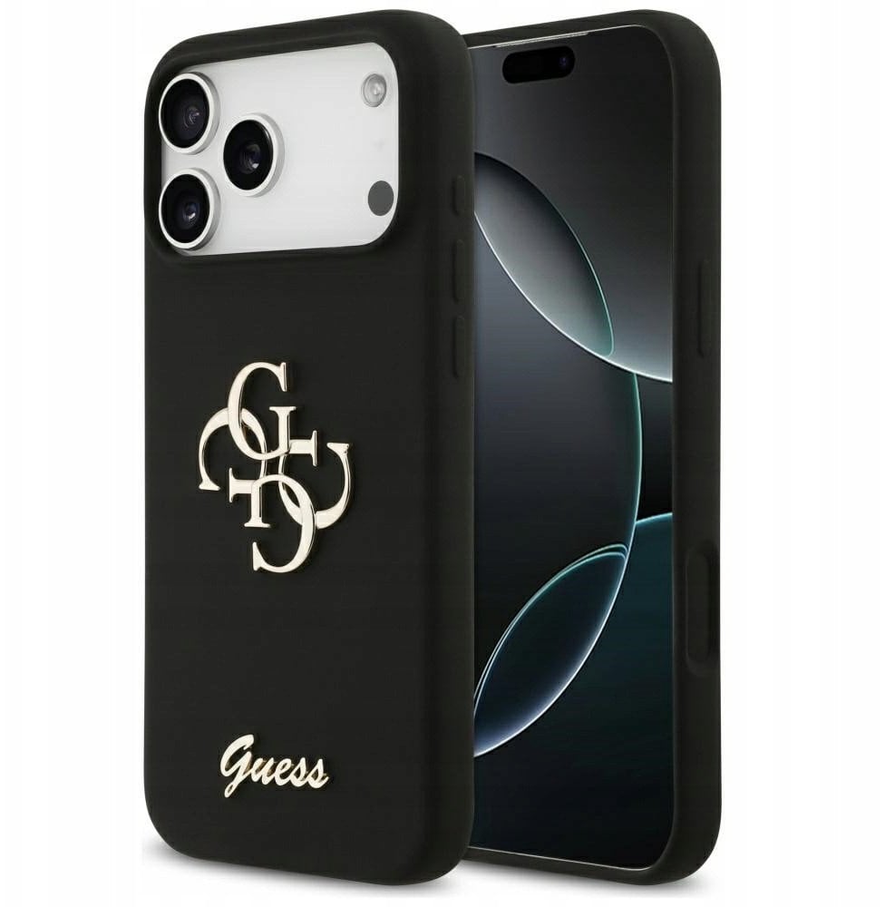Etui Guess Silicone Big 4G Script do iPhone 17 Pro Max czarny