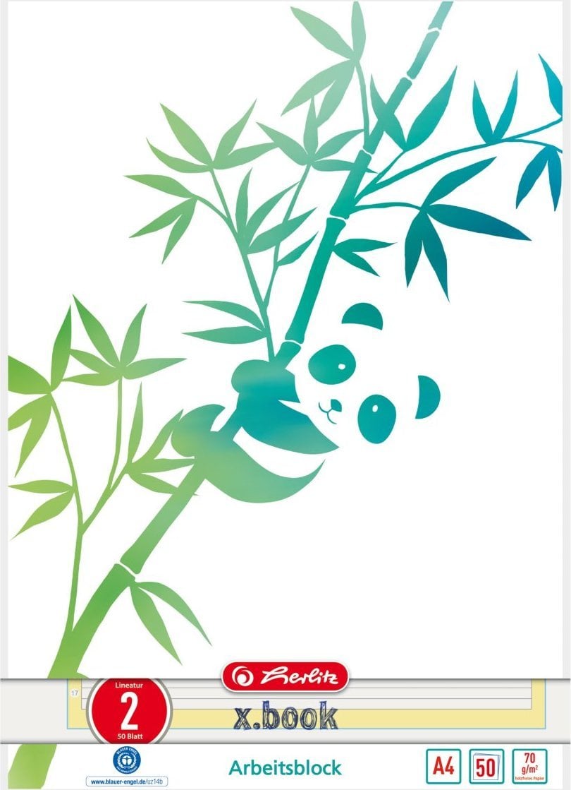 Herlitz Herlitz Arbeitsblock A4 GREENline 50 Bl. Lineatur 02 Panda