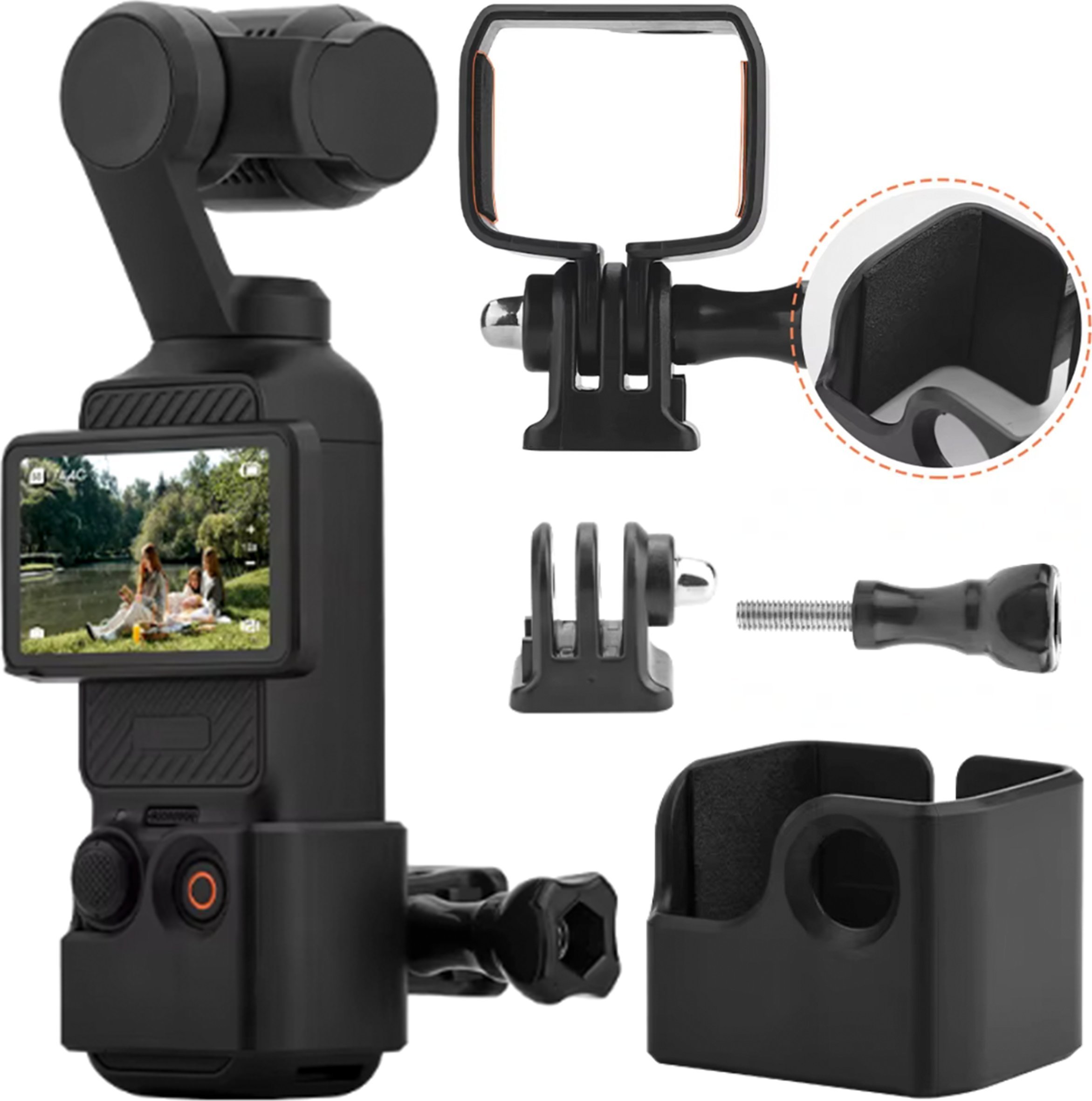 BRDRC UCHWYT ADAPTER WSPORNIK DO KAMERY DJI OSMO POCKET 3 - MOCOWANIE 1/4 CALA CZARNY