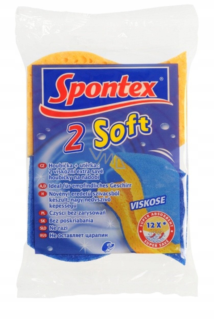SCOURERS SOFT 11X7X2.5CM CELLULOSE 2PCE