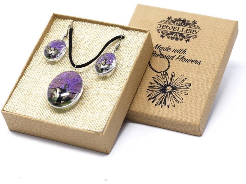 Naszyjnik i kolczyki - Kwiat Lawendy