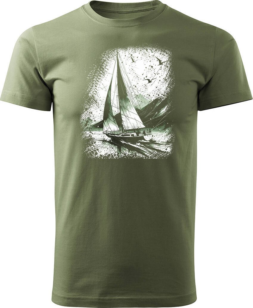 Topslang Koszulka żeglarska dla żeglarza z jachtem żaglówką sailing męska khaki REGULAR XL