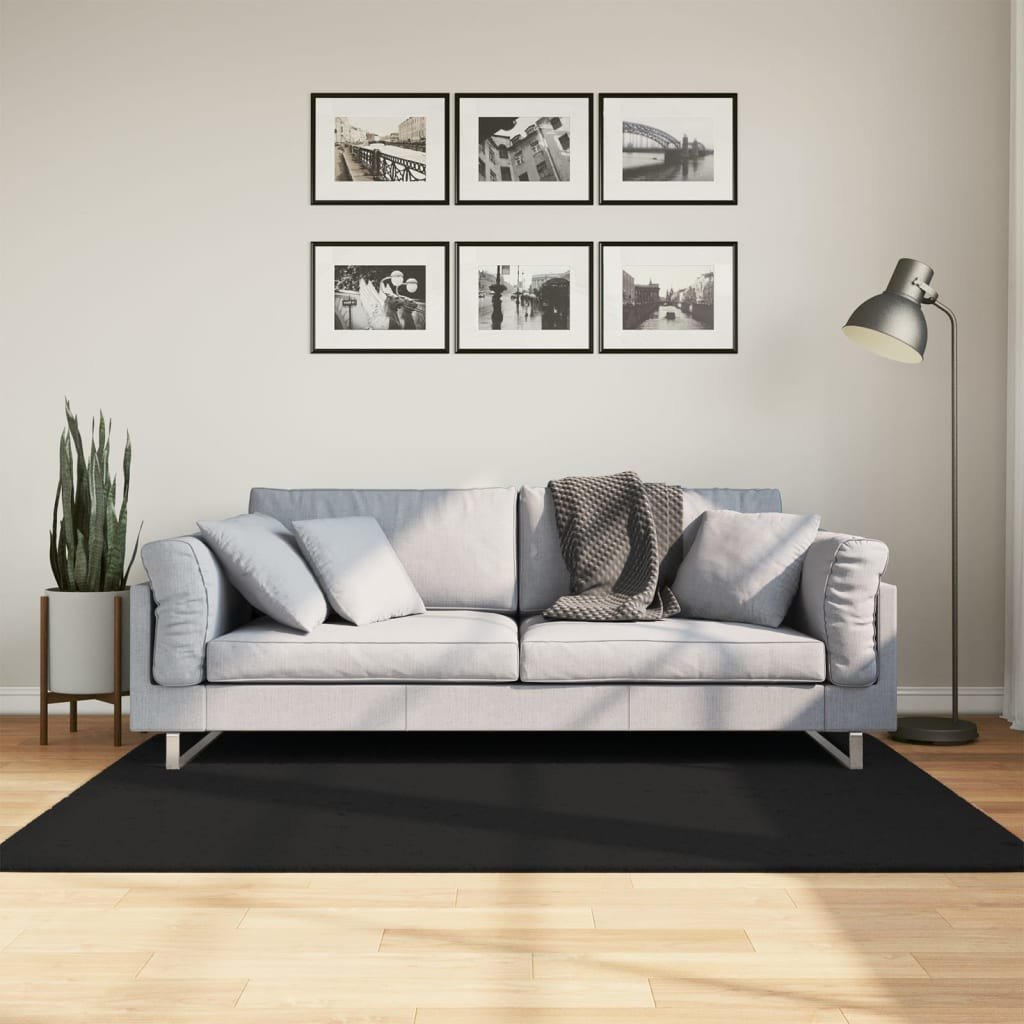 vidaXL Dywan z krótkim włosiem, czarny, 120x170 cm