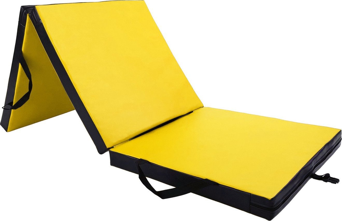 UnderFit Materac gimnastyczny 3-częściowy UF9571 180 cm x 60 cm x 6 cm żółty miękki