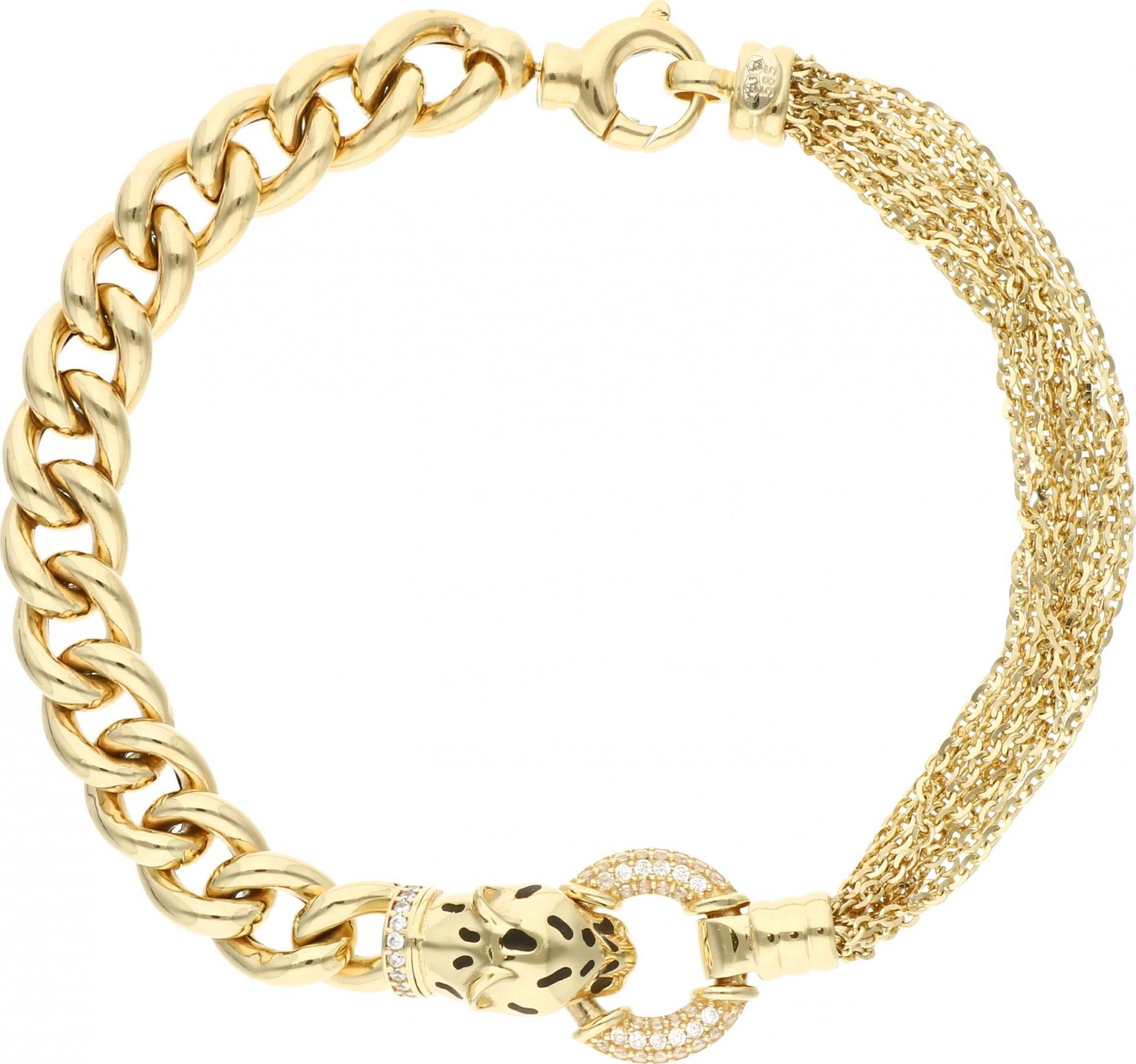 Rosanto Złota bransoleta z tygrysem 20 cm 585 14k