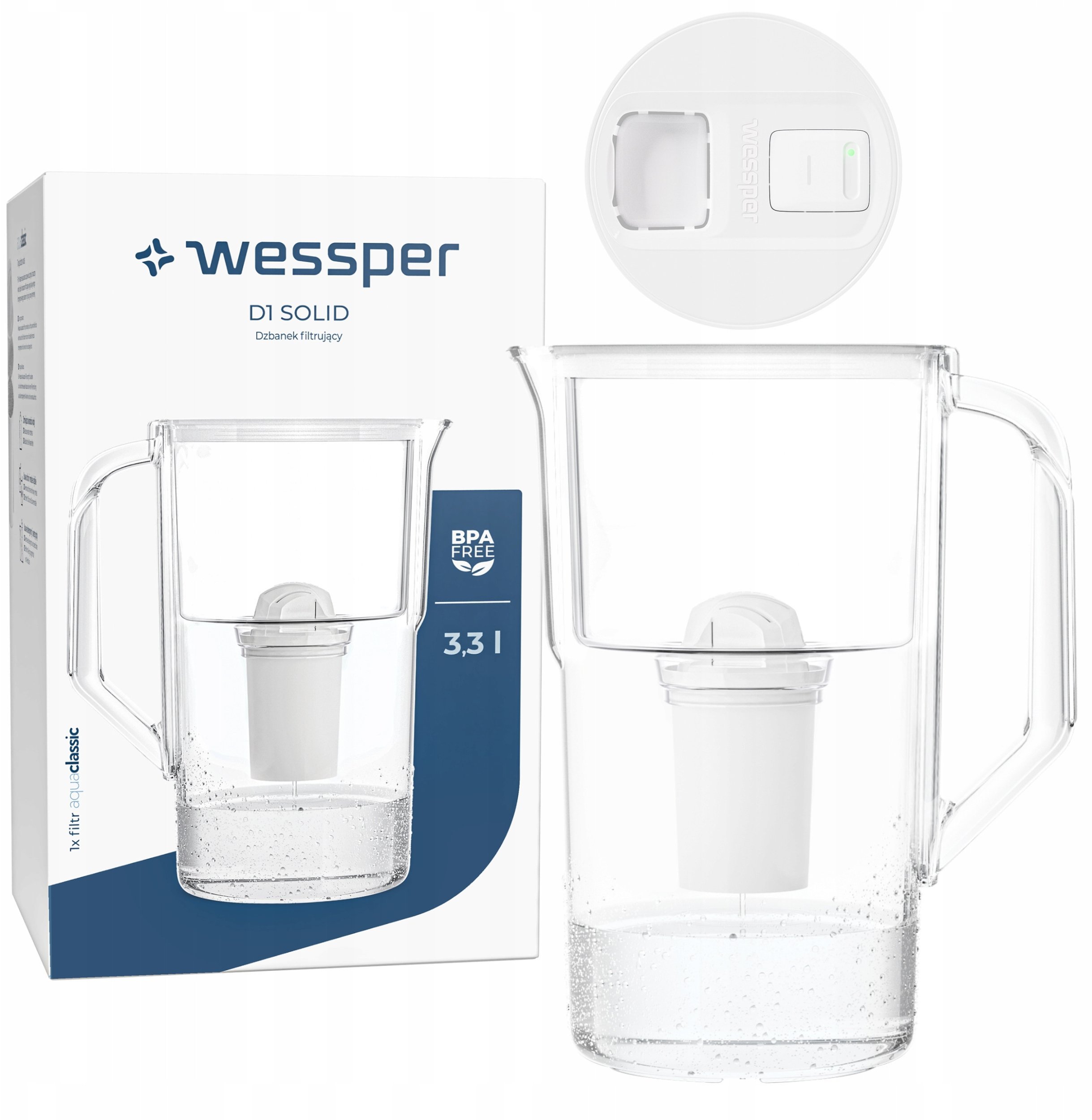 Dzbanek filtrujący Wessper Dzbanek D1 SOLID FutureFlow aquaclassic (WES204-FF-WH)