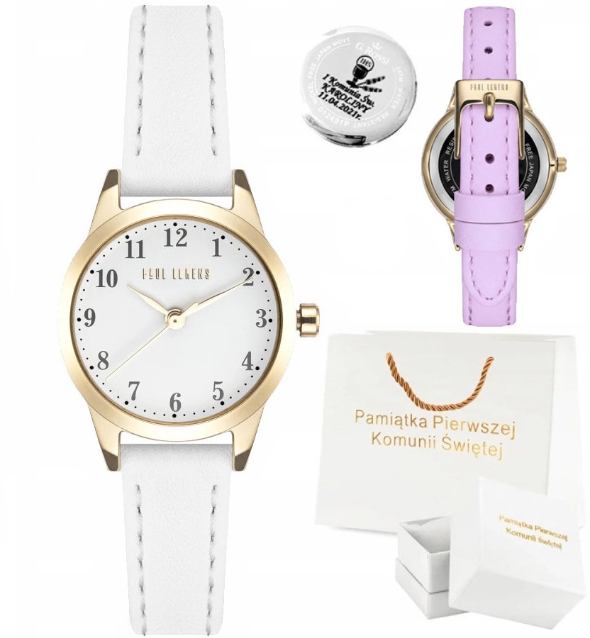 Zegarek dziecięcy Paul Lorens ALLIA - komunia + fioletowy pasek