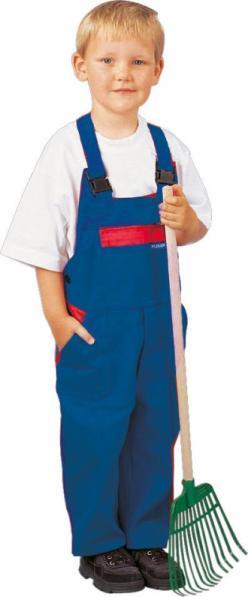 Planam Spodnie ogrodniczki dziecięce, 100%BW, 290g/m, 158/164, chabrowy/czerwony