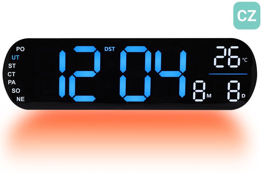 Zegarek JVD Zegar sieciowy LED DH5502.2 cyfry 7,5 cm, termometr, budzik, wersja czeska