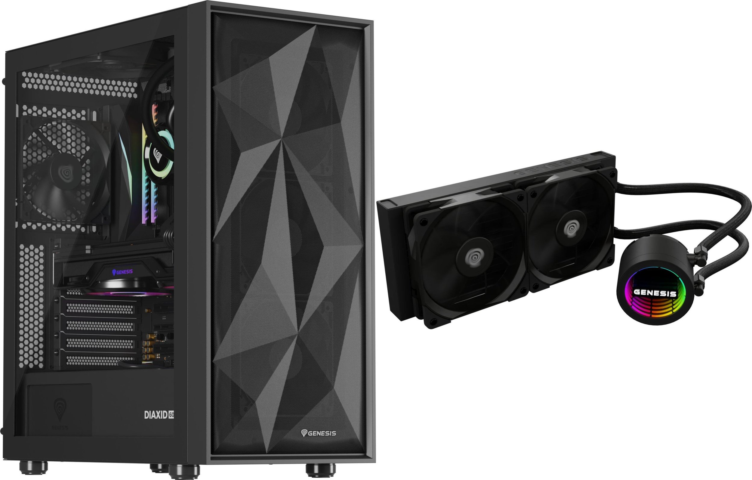 Obudowa Genesis Obudowa Genesis Diaxid 605F czarna (NPC-2046) + chłodzenie wodne Hydria 240 (NLG-2318)