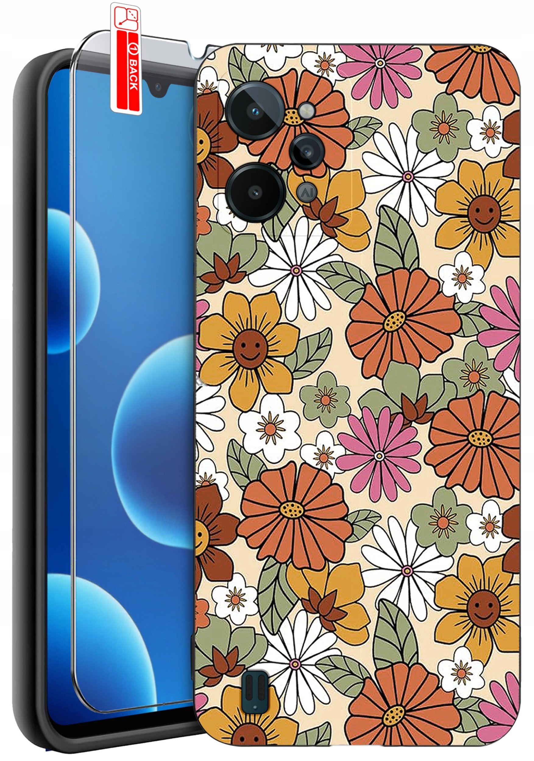 ETUI do Realme C31| WZORY | SILIKONOWE MATT CASE + SZKŁO 9H