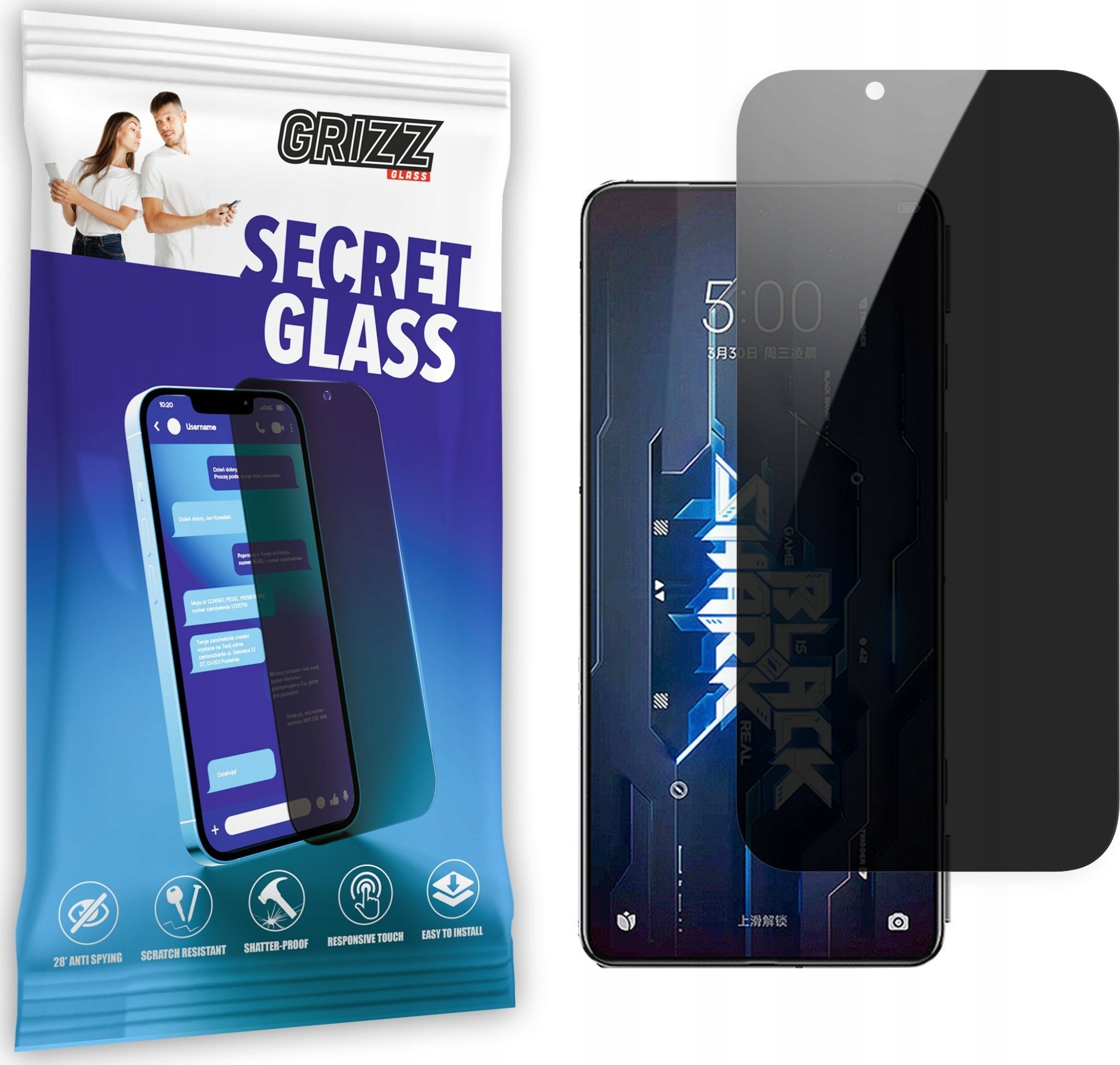 GrizzGlass Szkło prywatyzujące GrizzGlass SecretGlass Xiaomi BlackShark 5 Pro