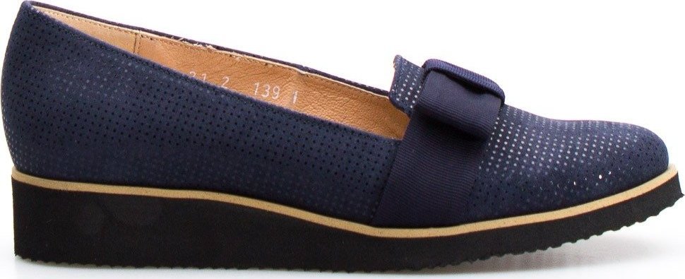 Sempre Mokasyny z kokardką skórzane granatowe Sempre-36