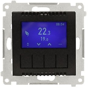 Simon 54 Termostat programowalny z wyświetlaczem z wew zewn czujnikiem temperatury bez sondy(moduł) 16A 230V czarny DETD1A.01/49