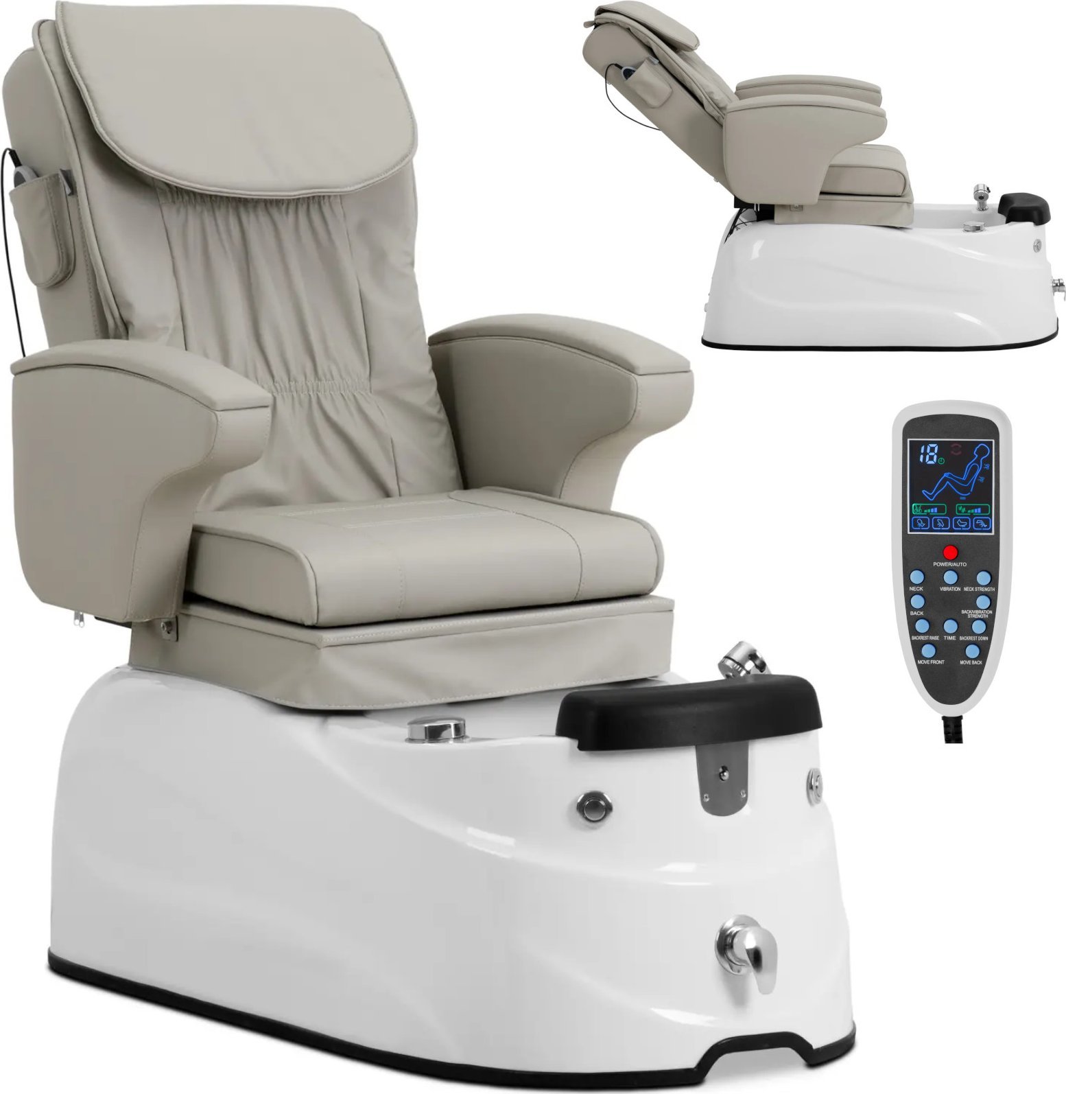 Fotel podologiczny do pedicure z funkcją masażu brodzikiem - beżowy Fotel podologiczny do pedicure z funkcją masażu brodzikiem - beżowy