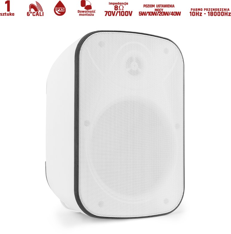 Kolumna Power Dynamics Głośnik BD65TW 100V do użytku wew/ zew - biały 6,5"40W IP65 one size
