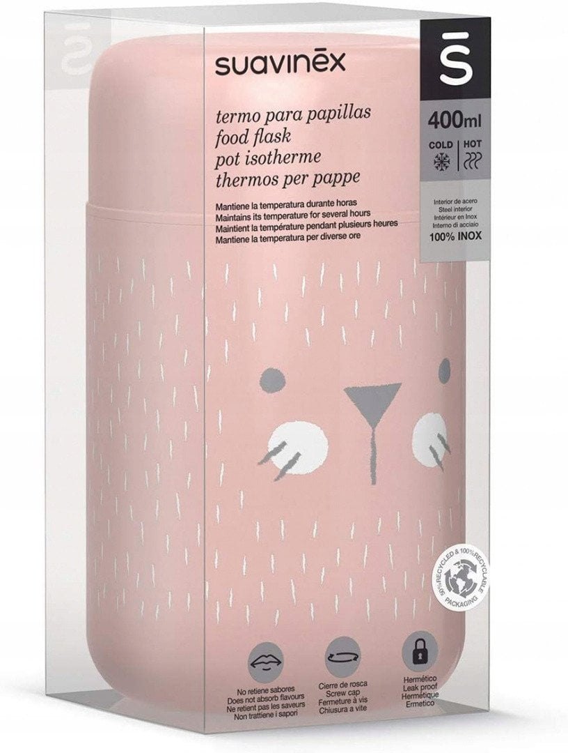 SUAVINEX - 402842-TERMOS NA POKARM 400ML/RÓŻOWY/WONDERLAND