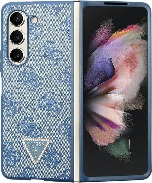 Guess GUHCZFD5P4TDPB F946 Z Fold5 niebieski/blue hardcase Leather 4G Triangle Strass