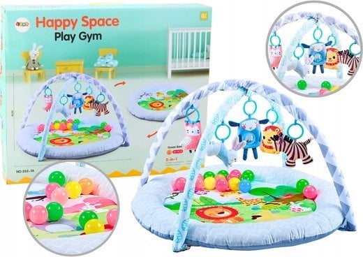 LeanToys Mata Edukacyjna 2w1 Dla Malucha Okrągła Piłeczki Zwierzęta Lew