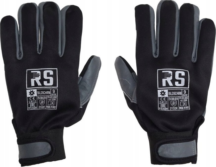Rękawice monterskie RS Bildschrim, LCD, rozm. 9, granatowo-szare